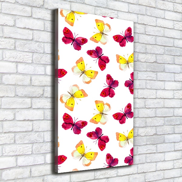 Fotografía en lienzo vertical mariposas coloridas
