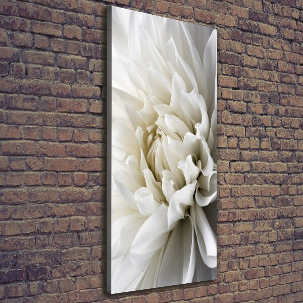 Cuadro canvas decorativo para salón vertical Dalia blanca