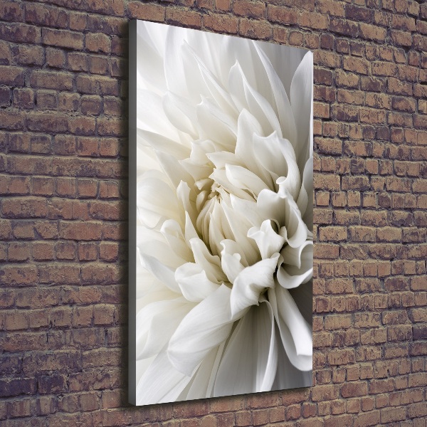 Cuadro canvas decorativo para salón vertical Dalia blanca