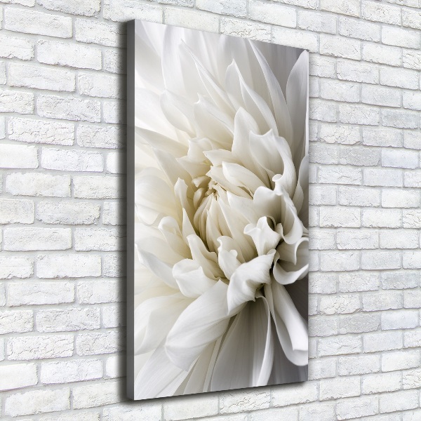 Cuadro canvas decorativo para salón vertical Dalia blanca