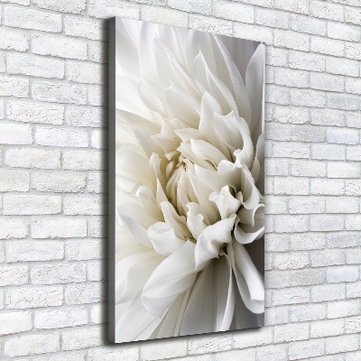 Cuadro canvas decorativo para salón vertical Dalia blanca