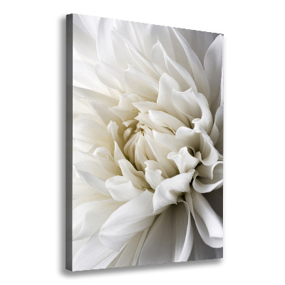 Cuadro canvas decorativo para salón vertical Dalia blanca