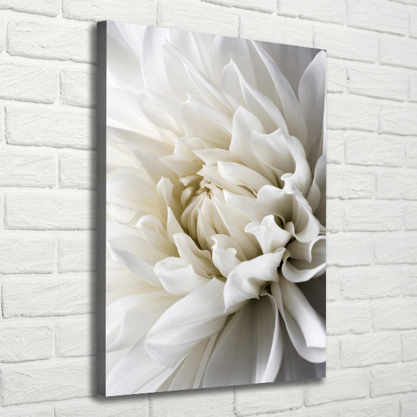 Cuadro canvas decorativo para salón vertical Dalia blanca