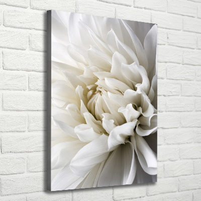 Cuadro canvas decorativo para salón vertical Dalia blanca