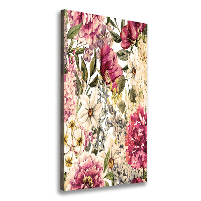 Cuadro canvas decorativo para salón vertical Patrón floral