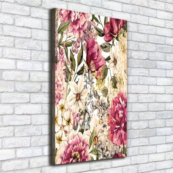Cuadro canvas decorativo para salón vertical Patrón floral