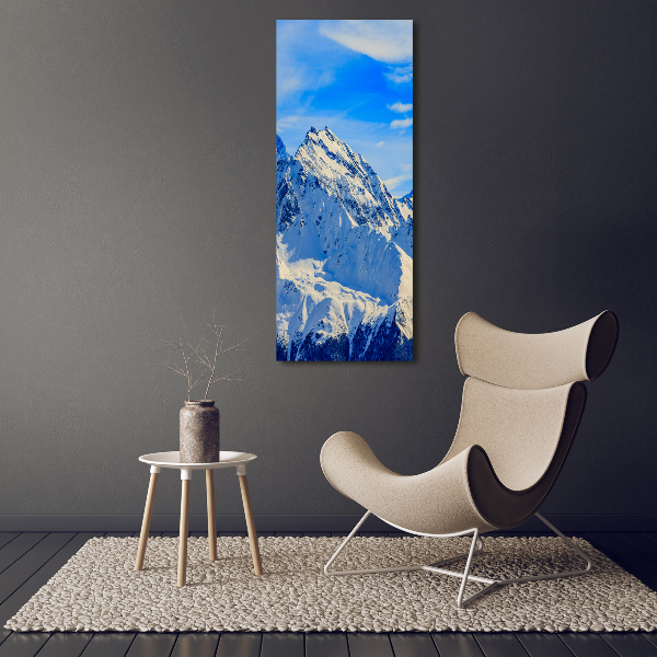 Cuadro canvas decorativo para salón vertical Montañas en invierno