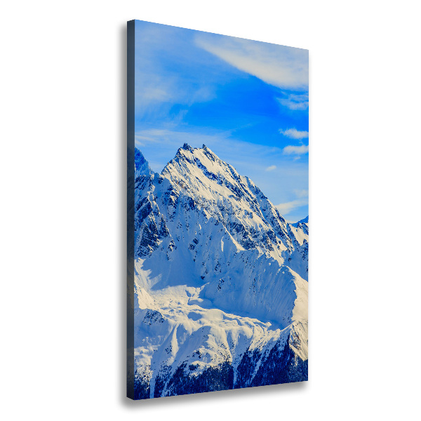 Cuadro canvas decorativo para salón vertical Montañas en invierno