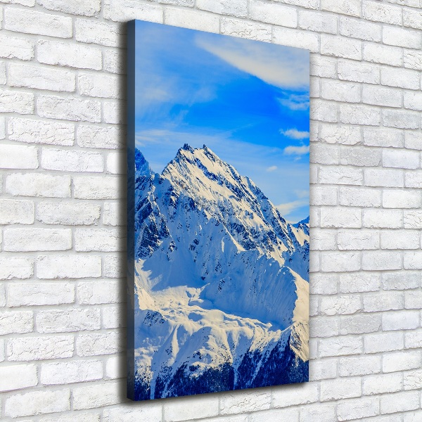 Cuadro canvas decorativo para salón vertical Montañas en invierno