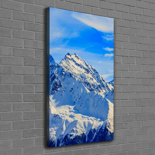 Cuadro canvas decorativo para salón vertical Montañas en invierno