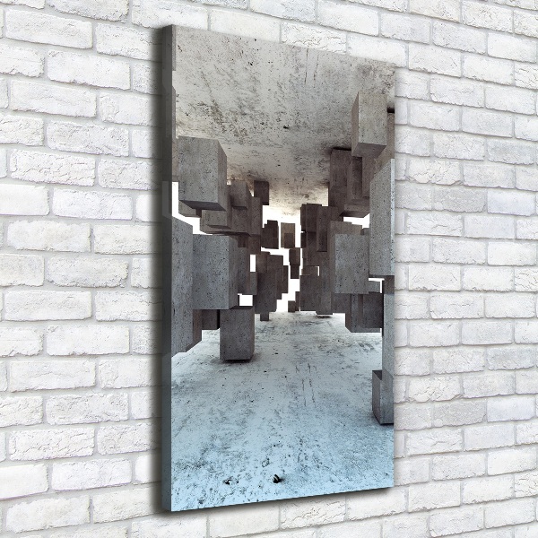 Cuadro canvas decorativo para salón vertical Cubos de hormigón