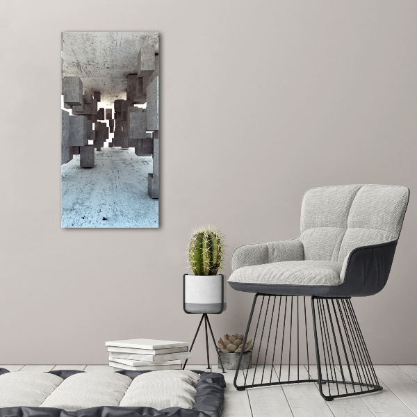 Cuadro canvas decorativo para salón vertical Cubos de hormigón