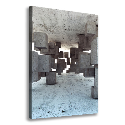Cuadro canvas decorativo para salón vertical Cubos de hormigón