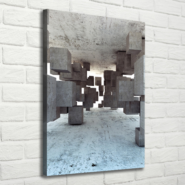 Cuadro canvas decorativo para salón vertical Cubos de hormigón
