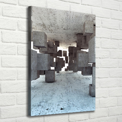 Cuadro canvas decorativo para salón vertical Cubos de hormigón