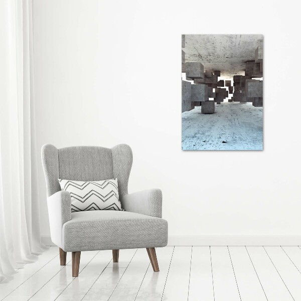 Cuadro canvas decorativo para salón vertical Cubos de hormigón
