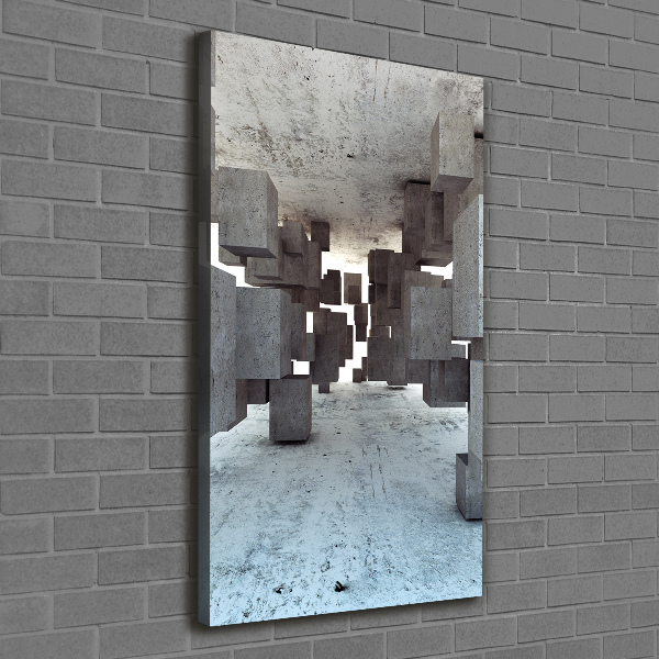 Cuadro canvas decorativo para salón vertical Cubos de hormigón