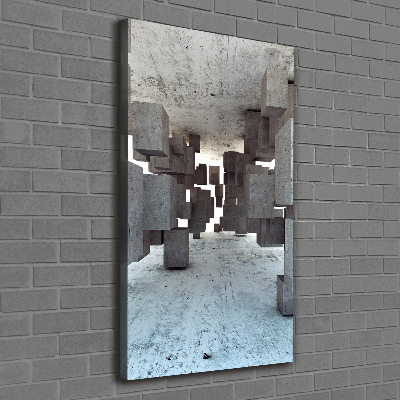 Cuadro canvas decorativo para salón vertical Cubos de hormigón