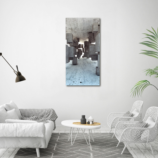 Cuadro canvas decorativo para salón vertical Cubos de hormigón