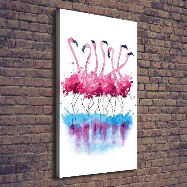 Cuadro canvas decorativo para salón vertical Flamencos
