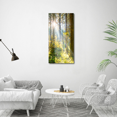 Cuadro canvas decorativo para salón vertical El sol en el bosque
