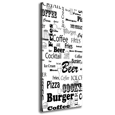 Cuadro canvas decorativo para salón vertical Menú del restaurante