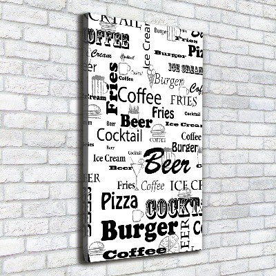 Cuadro canvas decorativo para salón vertical Menú del restaurante