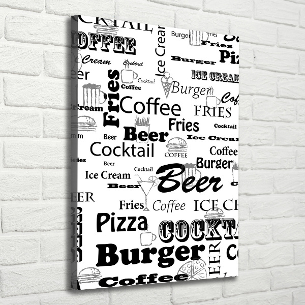 Cuadro canvas decorativo para salón vertical Menú del restaurante