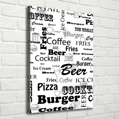 Cuadro canvas decorativo para salón vertical Menú del restaurante