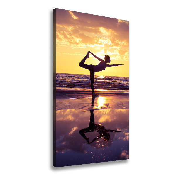 Cuadro moderno en lienzo resistente uv vertical Yoga en la playa