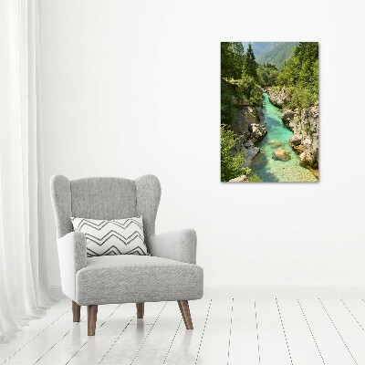 Cuadro canvas decorativo para salón vertical arroyo de montaña