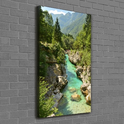 Cuadro canvas decorativo para salón vertical arroyo de montaña