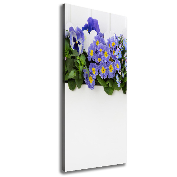 Cuadro canvas decorativo para salón vertical flores moradas