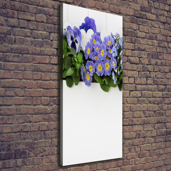 Cuadro canvas decorativo para salón vertical flores moradas