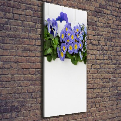 Cuadro canvas decorativo para salón vertical flores moradas