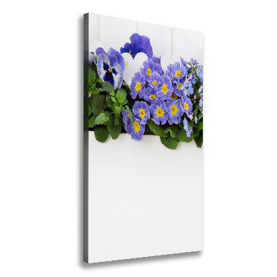 Cuadro canvas decorativo para salón vertical flores moradas