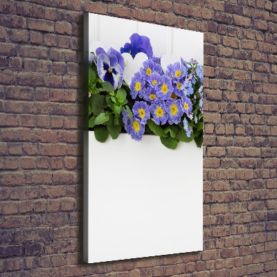 Cuadro canvas decorativo para salón vertical flores moradas