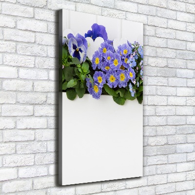 Cuadro canvas decorativo para salón vertical flores moradas