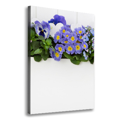 Cuadro canvas decorativo para salón vertical flores moradas