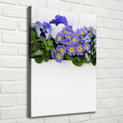 Cuadro canvas decorativo para salón vertical flores moradas