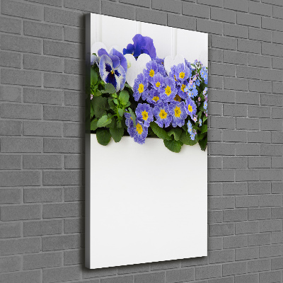 Cuadro canvas decorativo para salón vertical flores moradas