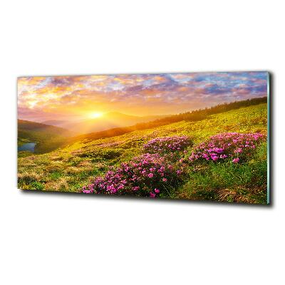 Impresión en cristal con acabado brillante horizontal Puesta de sol sobre las montañas
