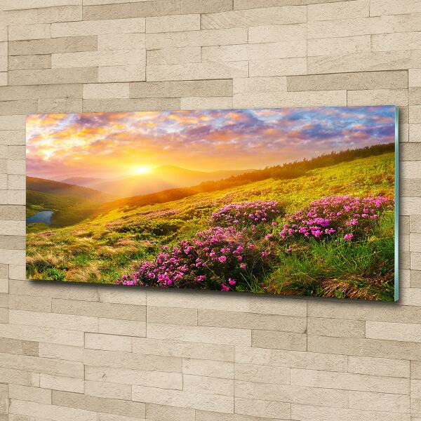 Impresión en cristal con acabado brillante horizontal Puesta de sol sobre las montañas