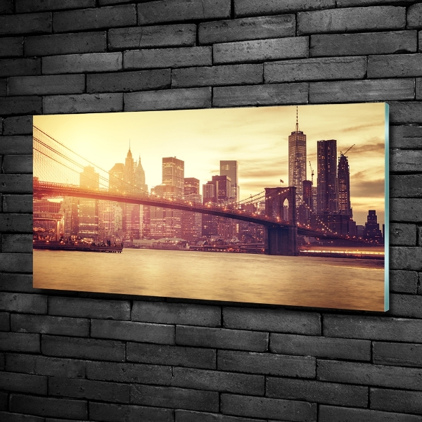 Cuadro decorativo de vidrio para salón horizontal Manhattan Nueva York