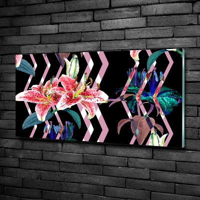 Cuadro decorativo de vidrio para salón horizontal Lirio tropical