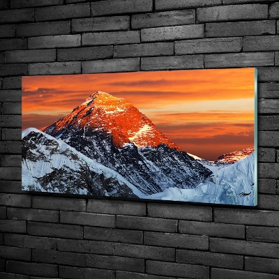 Cuadro de cristal templado moderno horizontal Cumbre del Everest