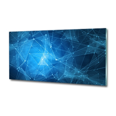 Cuadro decorativo de vidrio para salón horizontal Líneas azules