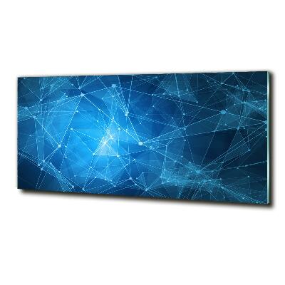 Cuadro decorativo de vidrio para salón horizontal Líneas azules