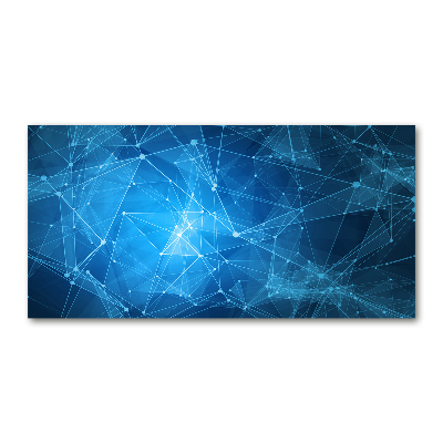 Cuadro decorativo de vidrio para salón horizontal Líneas azules