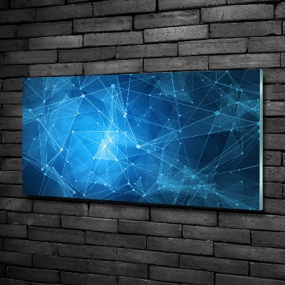 Cuadro decorativo de vidrio para salón horizontal Líneas azules